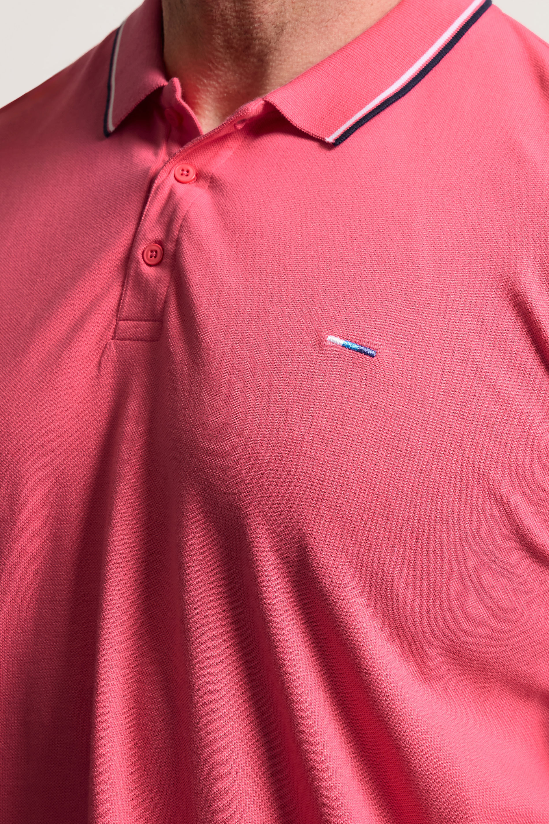 BadRhino Big & Tall Pink Tipped Polo Shirt  4