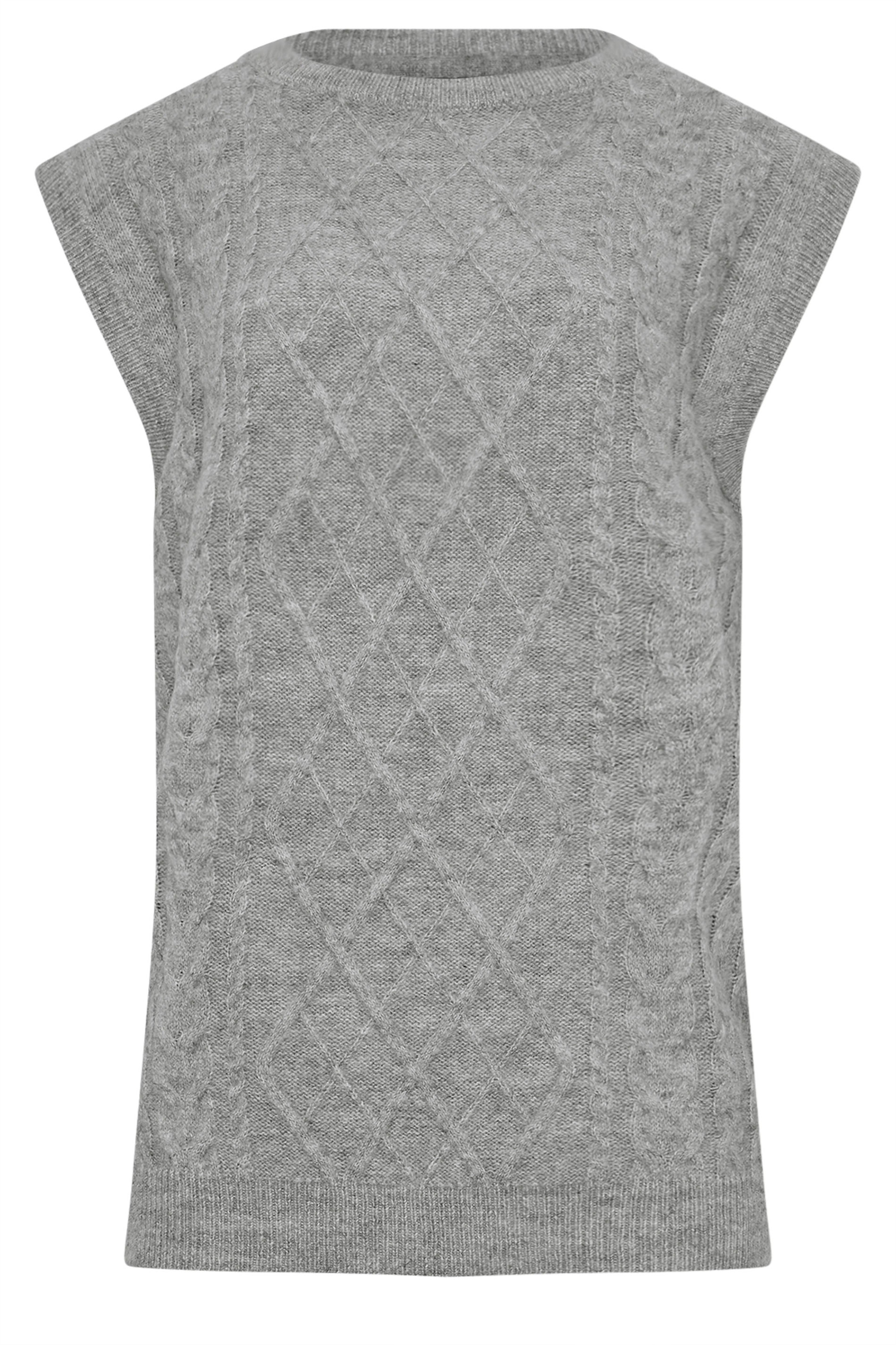 LTS Tall Grey Cable Knit Vest Top | Long Tall Sally 6