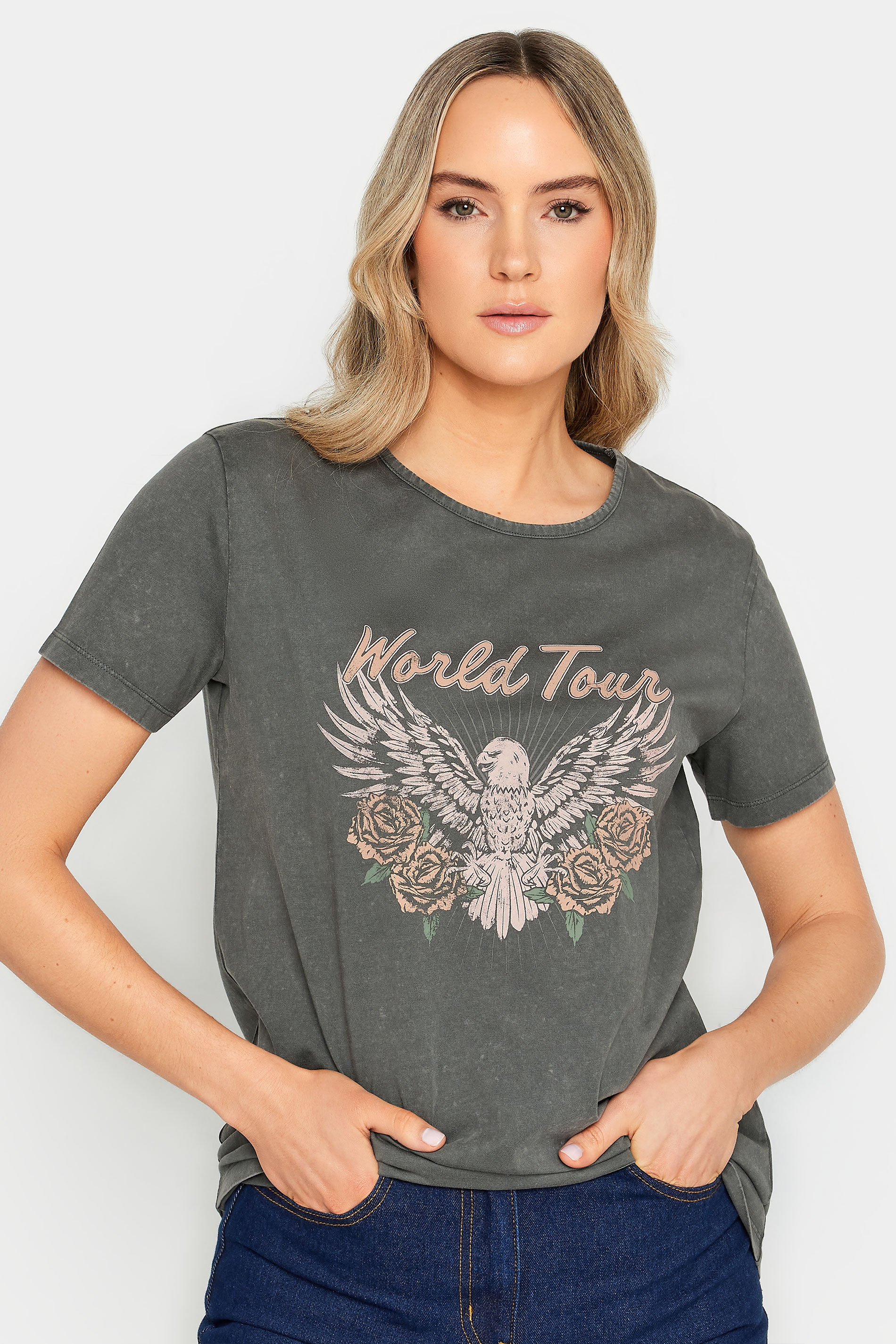 LTS Tall Womens Grey Eagle Print T-Shirt | Long Tall Sally  1