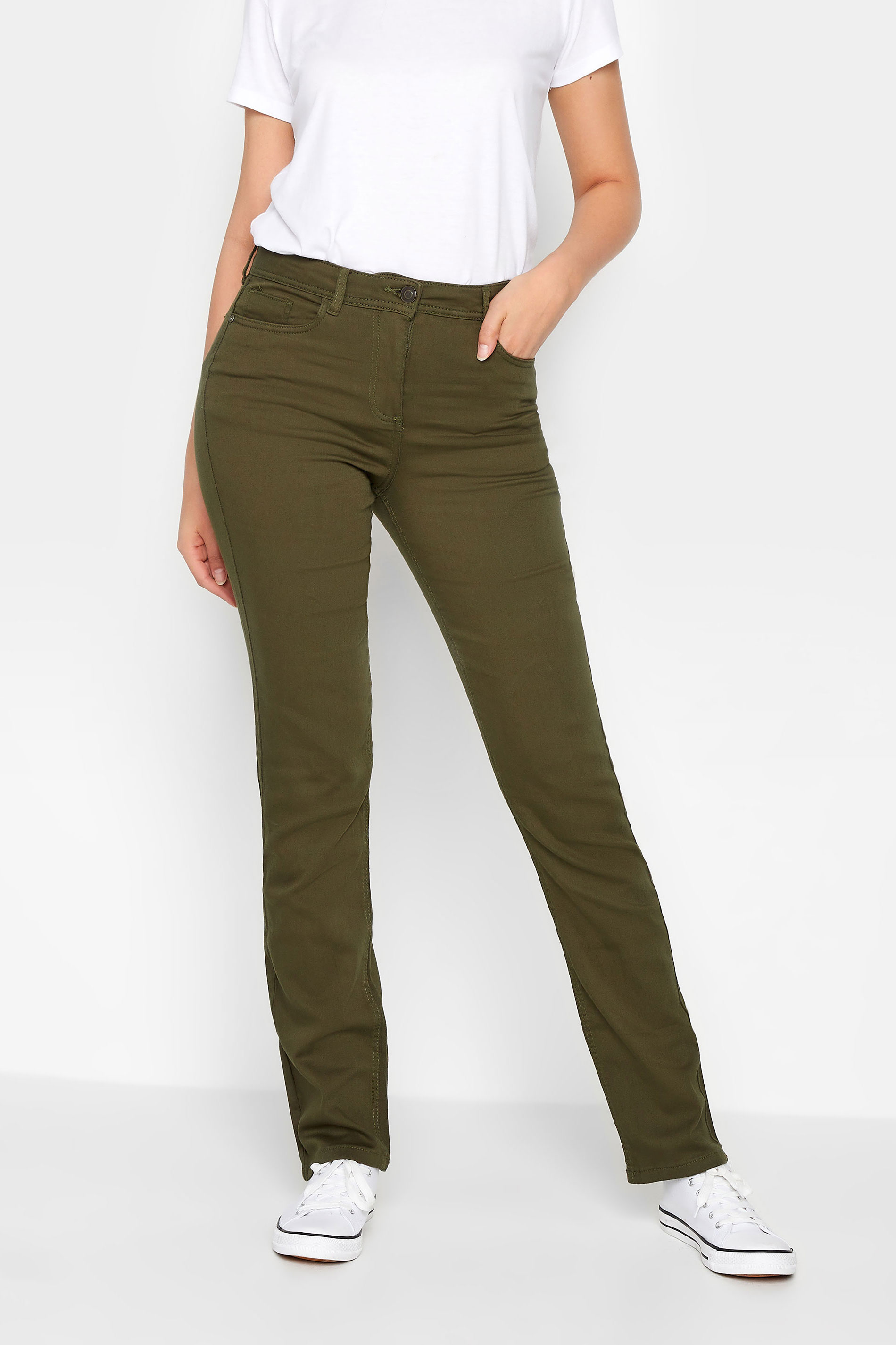 Tall Women's Khaki Green IVY Straight Leg Jeans | Long Tall Sally  1