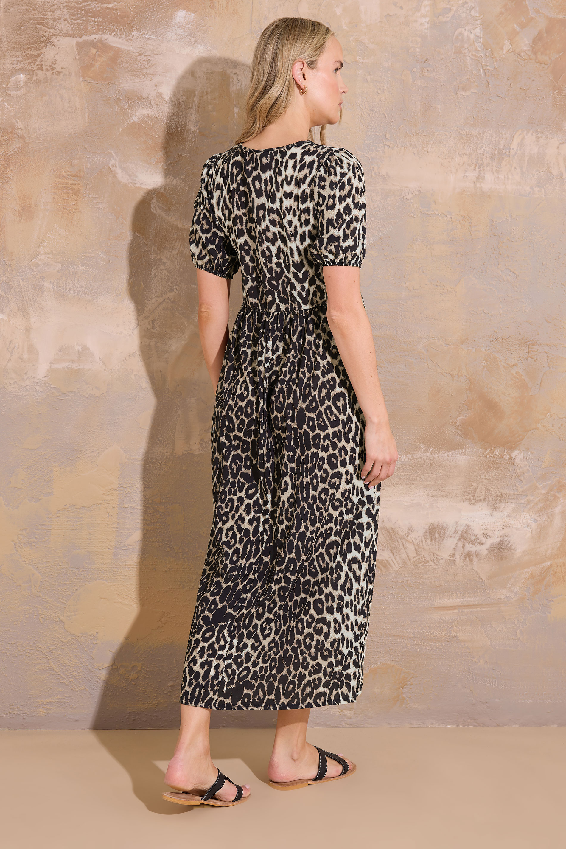 LTS Tall Beige Brown Tie Front Smock Dress | Long Tall Sally