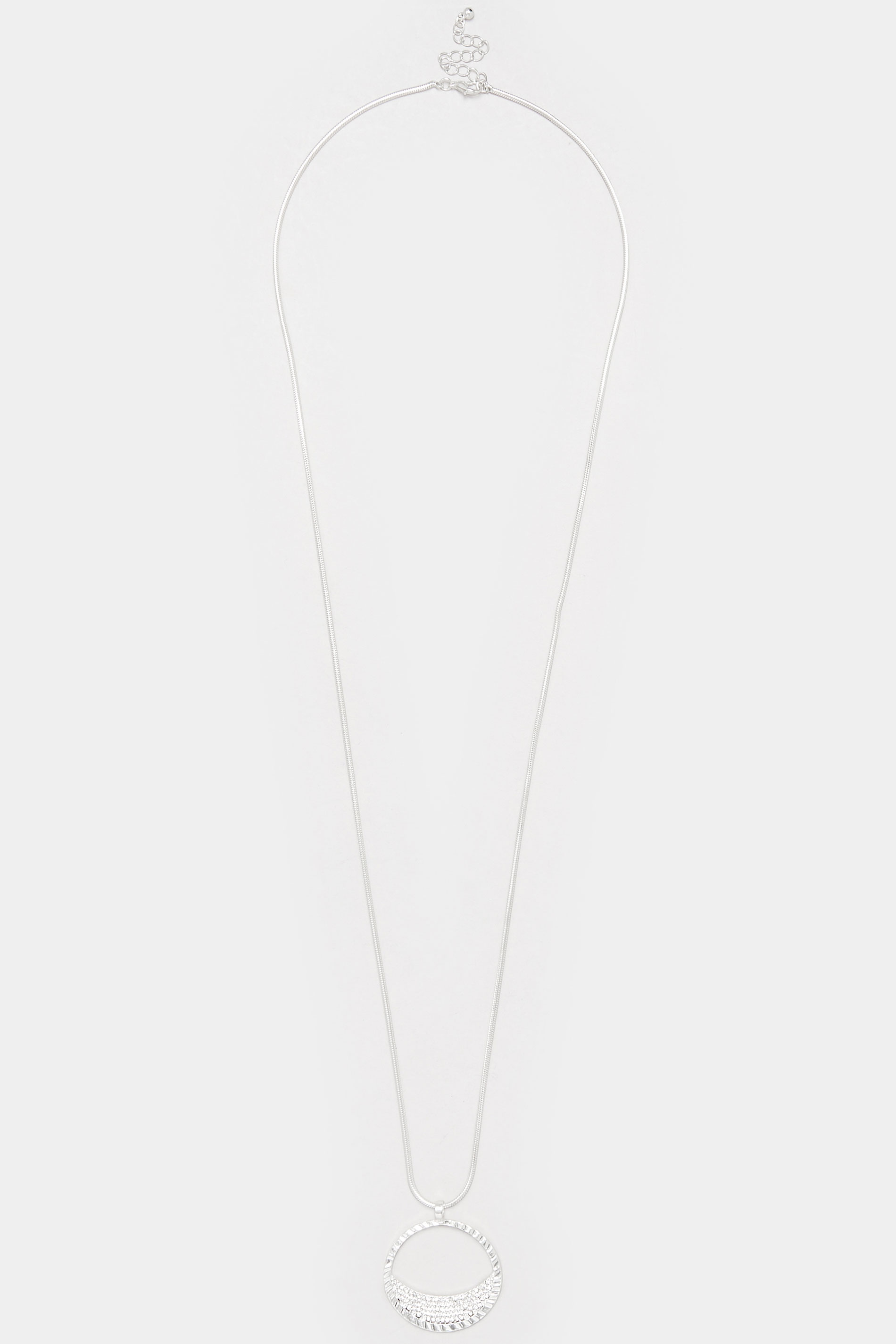 Silver Tone Crescent Pendant Long Necklace | Yours Clothing 2
