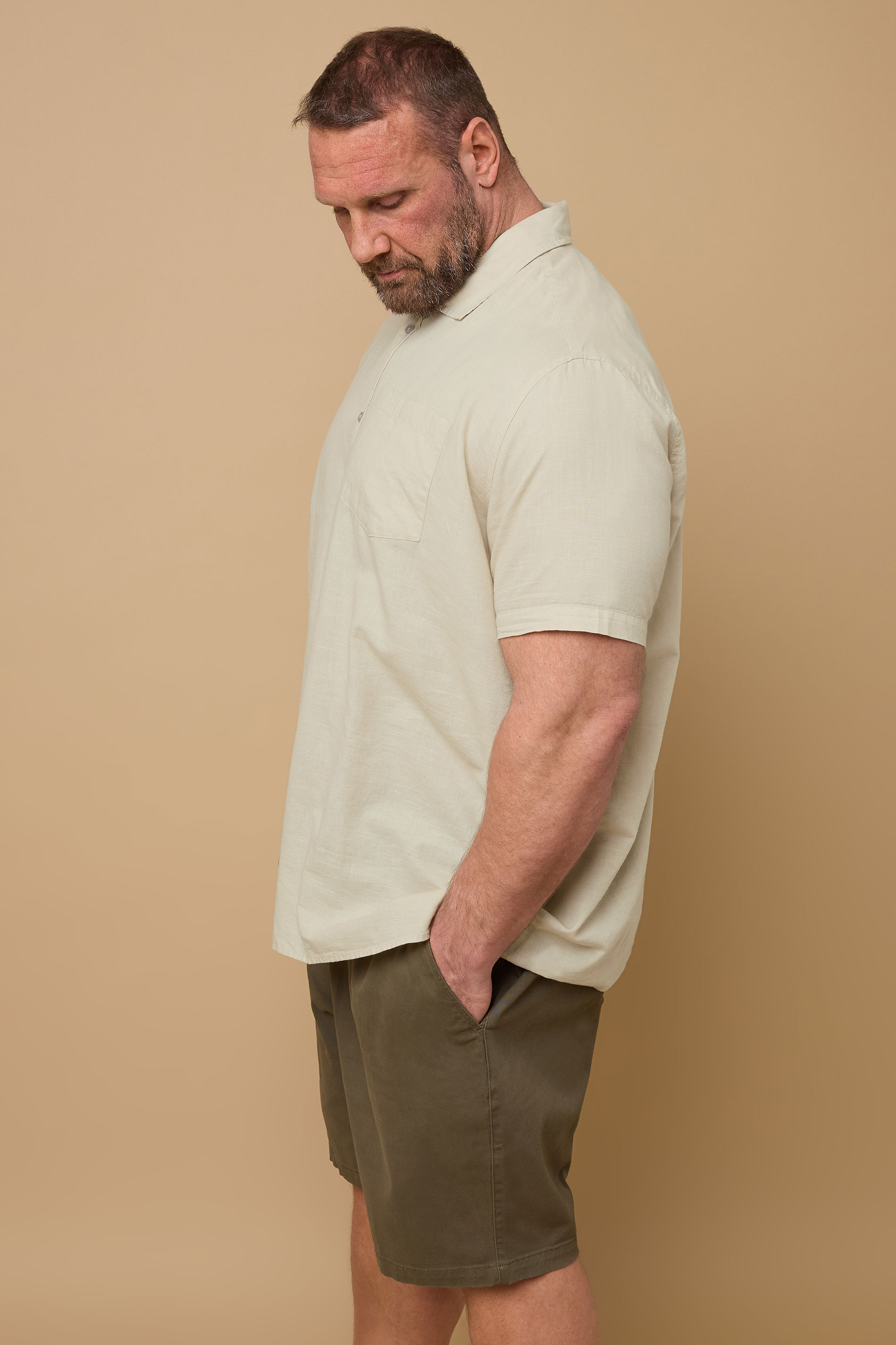 BadRhino Big & Tall Stone Brown Linen Shirt | BadRhino 5