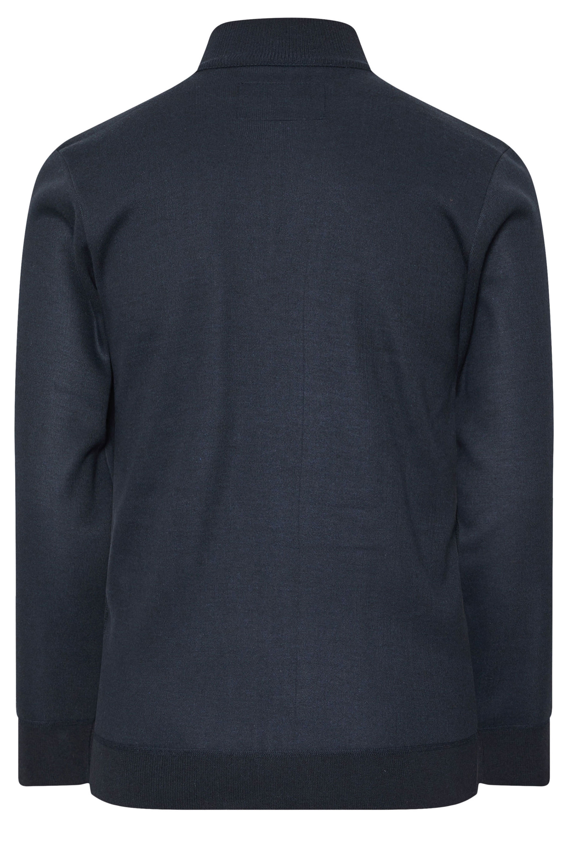 BadRhino Big & Tall Navy Blue Fleece Lined Ribbed Zip Through Ribbed Jumper | BadRhino 7