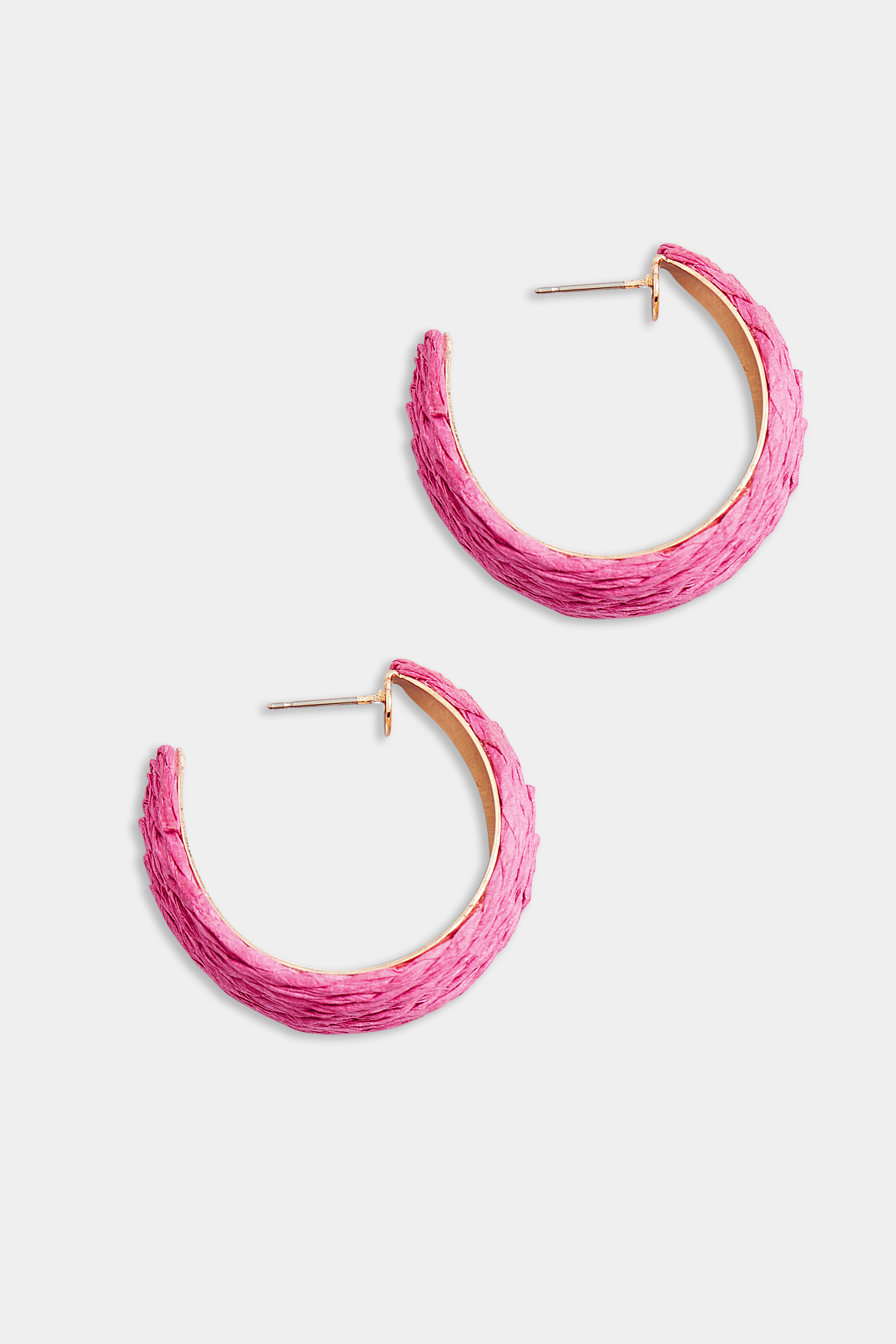 Bright Pink Raffia Hoop Earrings | Yours Clothing 2