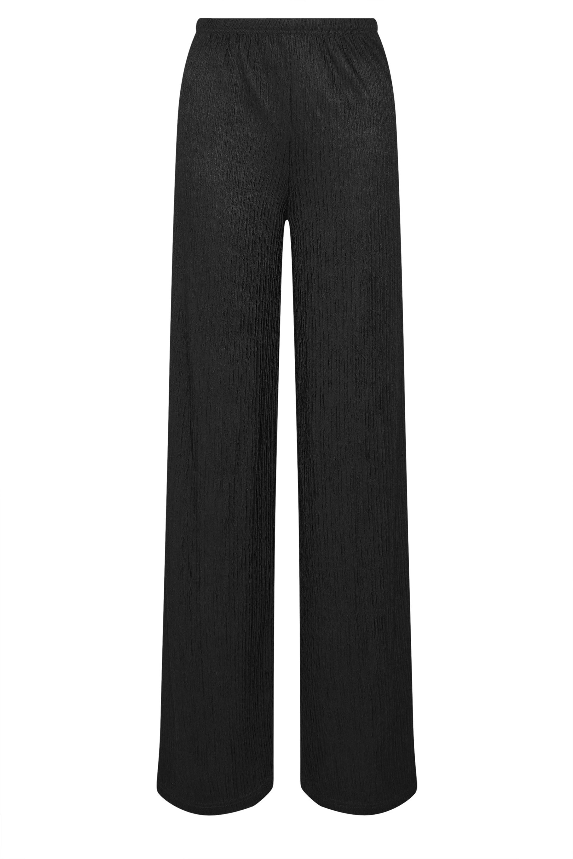 LTS Tall Black Textured Elasticated Waist Trousers | Long Tall Sally 5