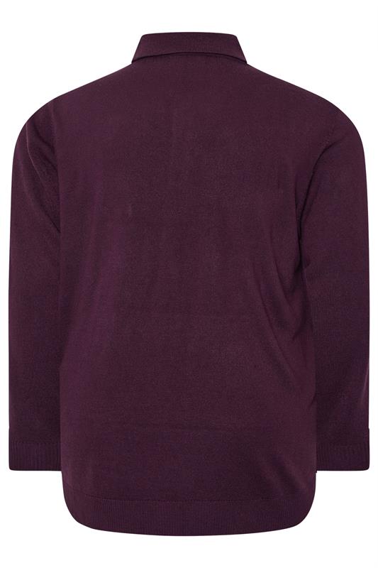 BadRhino Big & Tall Plum Purple Cable Knit Polo Shirt | BadRhino 2