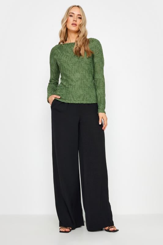 LTS Tall Green Textured Slash Neck Top | Long Tall Sally 3