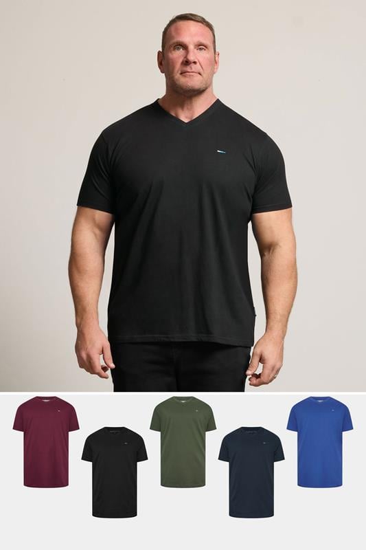 BadRhino Big & Tall Black/Red/Green/Blue/Navy Blue 5 Pack V-Neck T-Shirts