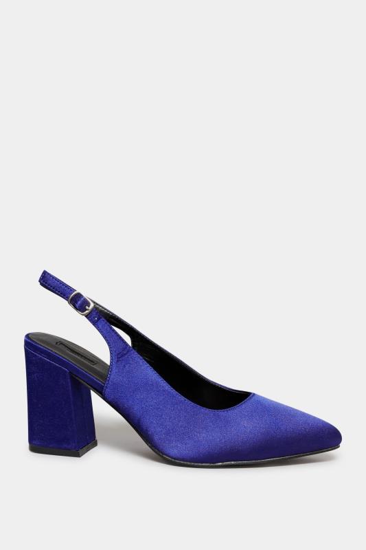 LIMITED COLLECTION Cobalt Blue Pointed Block Heel Court Shoes In Wide E Fit & Extra Wide EEE Fit 3
