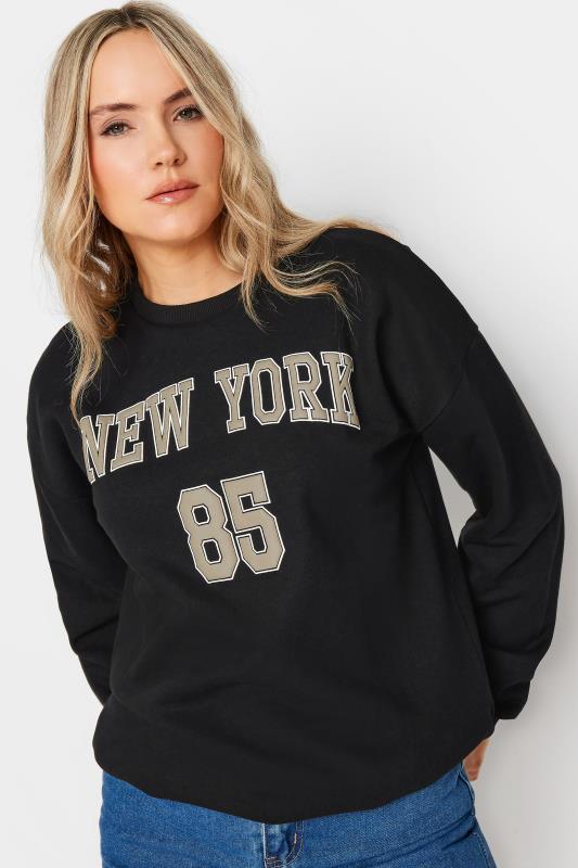 LTS Tall Womens Black 'New York' Slogan Sweatshirt | Long Tall Sally 4