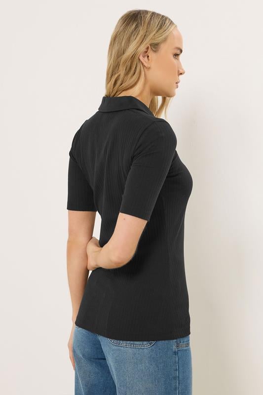 LTS Tall Black Half Zip Ribbed Collared Top | Long Tall Sally 4