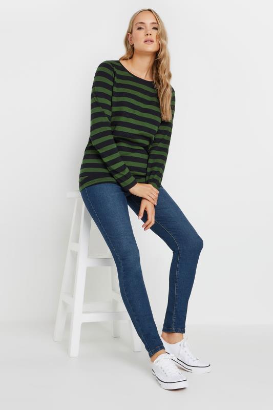 LTS Tall Black and Khaki Green Long Sleeve T-Shirt Top | Long Tall Sally 2