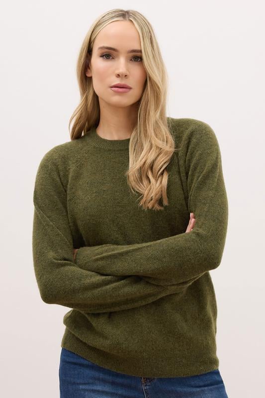 LTS PREMIUM Tall Olive Green Knitted Jumper 1