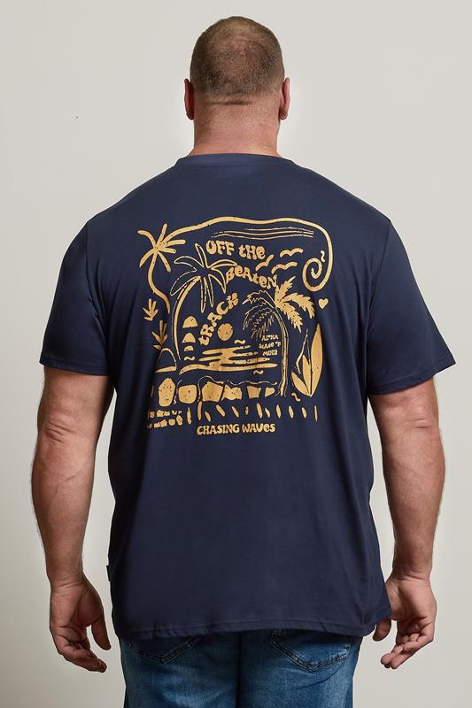 BadRhino Big & Tall Navy Blue 'Chasing Waves' Graphic T-Shirt | BadRhino 3