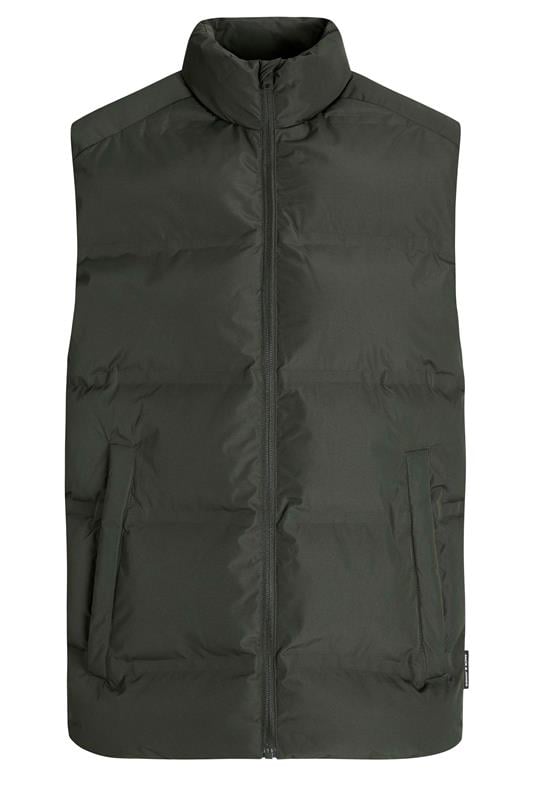 JACK & JONES Big & Tall Rosin Green Collared Puffer Bodywarmer | BadRhino 1