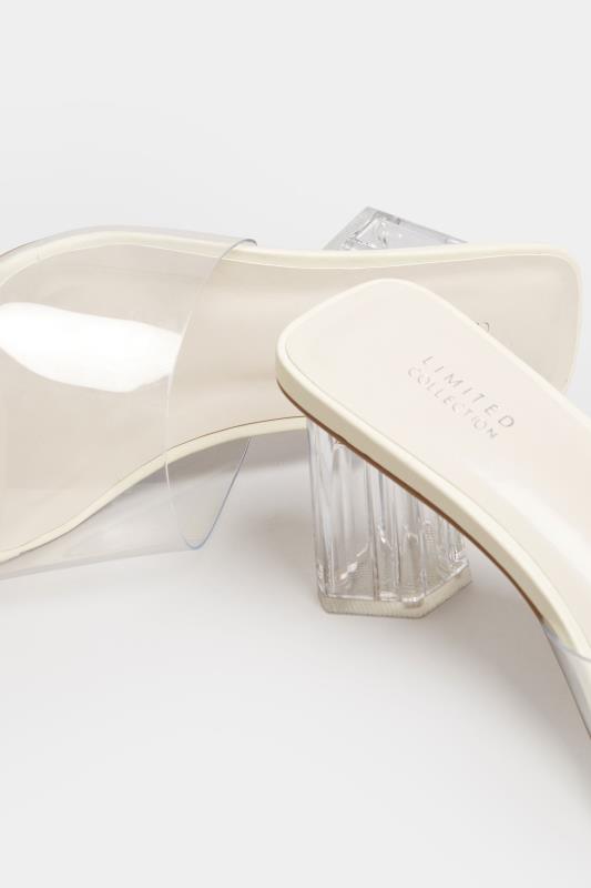 LIMITED COLLECTION White & Clear Block Heel Mules In Extra Wide EEE Fit | Yours Clothing 5