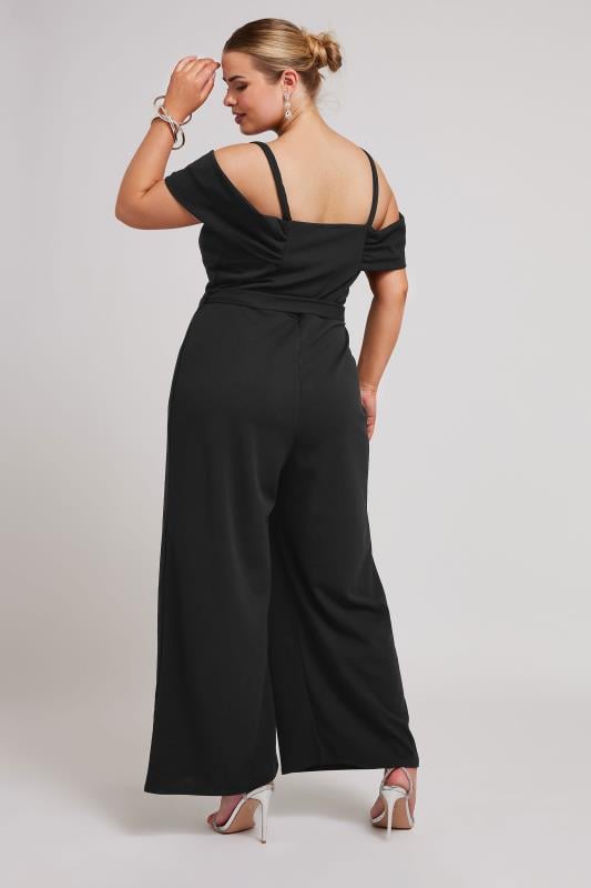 YOURS LONDON Plus Size Black Cold Shoulder Jumpsuit | Yours Clothing 3