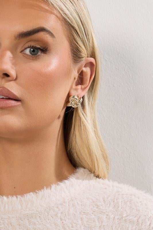 Gold Tone Twisted Stud Earrings | Yours Clothing 1