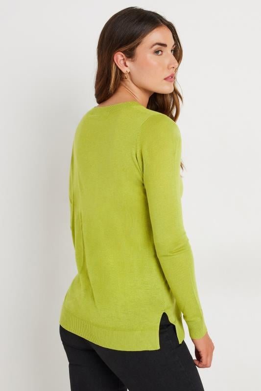 LTS Tall Womens Lime Green Fine Knit V-Neck Jumper | Long Tall Sally 3