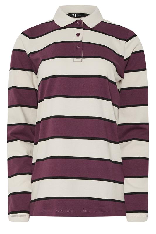 LTS Tall Ivory White Striped Jersey Polo Top | Long Tall Sally 6