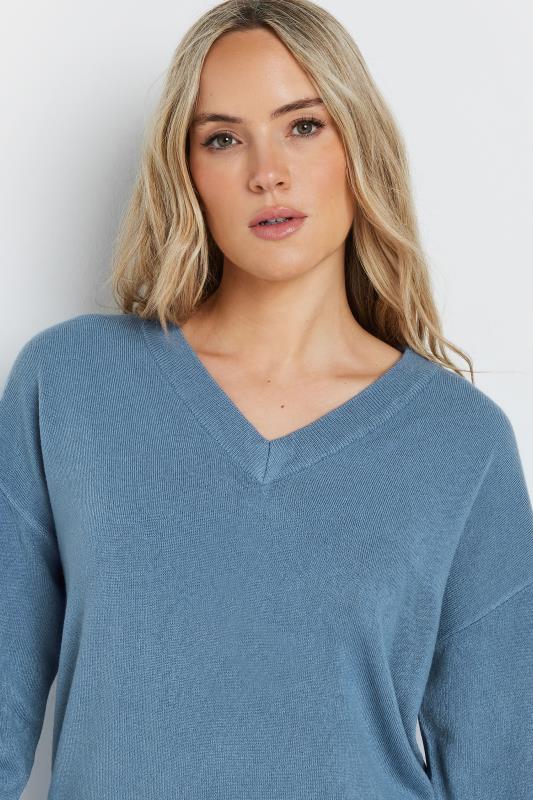 LTS Tall Blue Long Sleeve V Neck Jumper Long Tall Sally