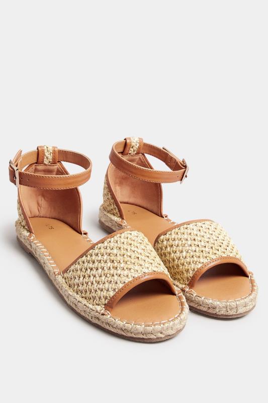 LTS Brown Espadrille Open Toe Sandals In Standard Fit | Long Tall Sally 2
