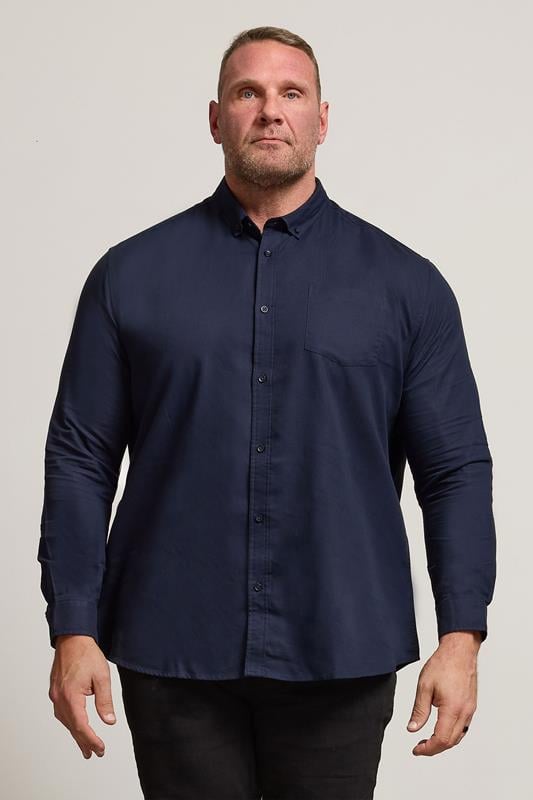 BadRhino Big & Tall Navy Blue Long Sleeve Oxford Shirt