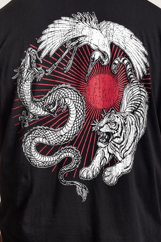 BadRhino Big & Tall Black Extra Long Japanese Animal Graphic T-Shirt | BadRhino 4