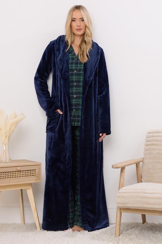 LTS Tall Navy Blue & Green Cotton Check Pyjama Set | Long Tall Sally 3