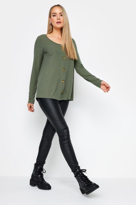 LTS Tall Women's Khaki Green Button Front Top | Long Tall Sally 2