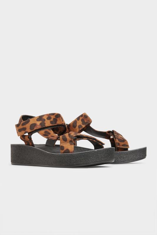 LIMITED COLLECTION Black Leopard Print Sporty Platform Sandals In Extra Wide Fit | Yours Clothing 4