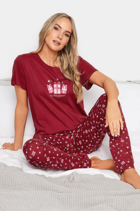LTS Tall Red Christmas Present Print Pyjama Set | Long Tall Sally  1