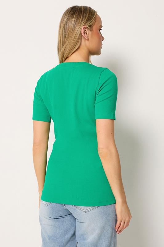 LTS Tall Women's Green Ribbed Button T-Shirt | Long Tall Sally 4