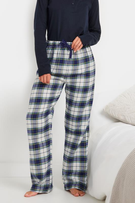 LTS Tall Navy Blue Woven Check Pyjama Bottoms | Long Tall Sally 1