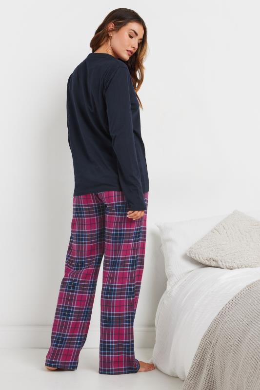 LTS Tall Fuchsia Pink Woven Check Pyjama Bottoms | Long Tall Sally 3