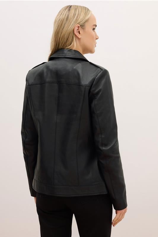 LTS PREMIUM Tall Black Leather Biker Jacket | Long Tall Sally 4