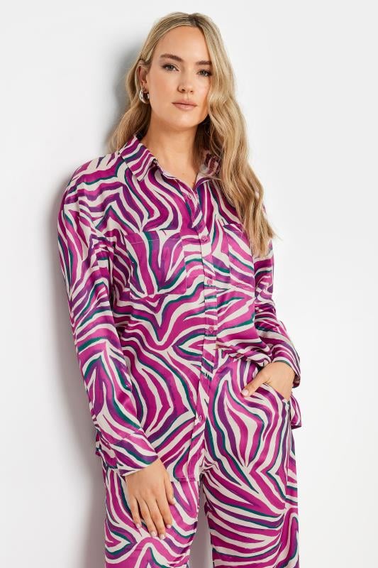 LTS Tall Purple Zebra Print Satin Shirt | Long Tall Sally 3