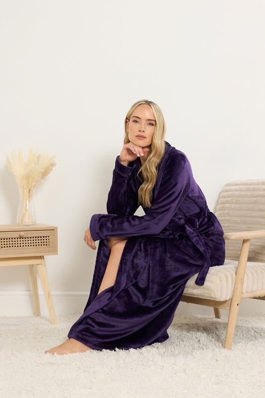 LTS Tall Purple Shawl Collar Maxi Dressing Gown | Long Tall Sally 2