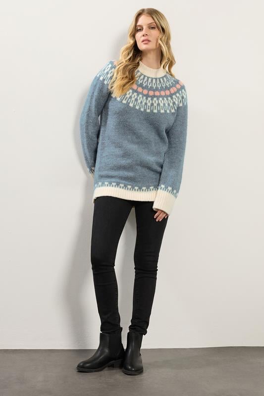 LTS Tall Blue Fairisle Knitted Jumper | Long Tall Sally 2