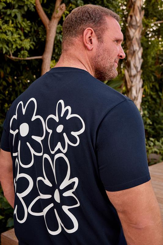 BadRhino Big & Tall Navy Blue Flower Graphic T-Shirt