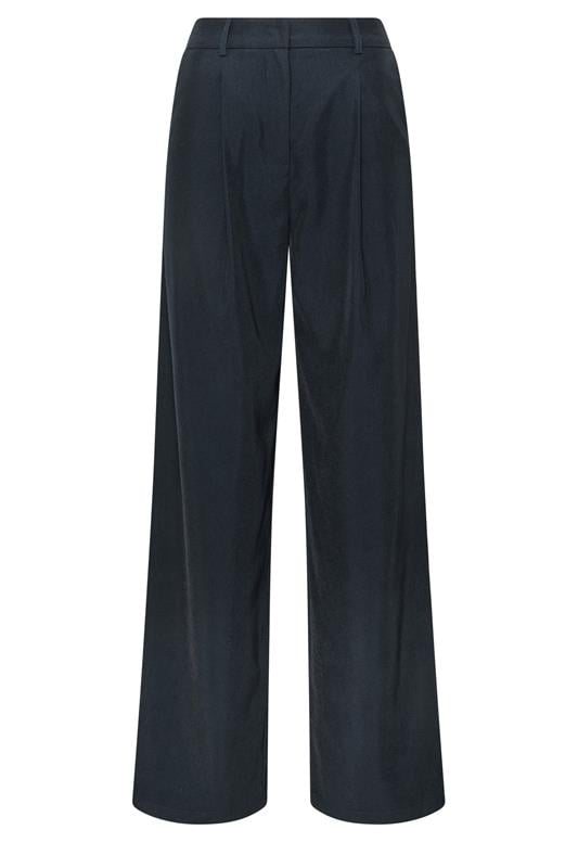 LTS Tall Women's Navy Blue Pleated Wide Leg Trousers | Long Tall Sally 5