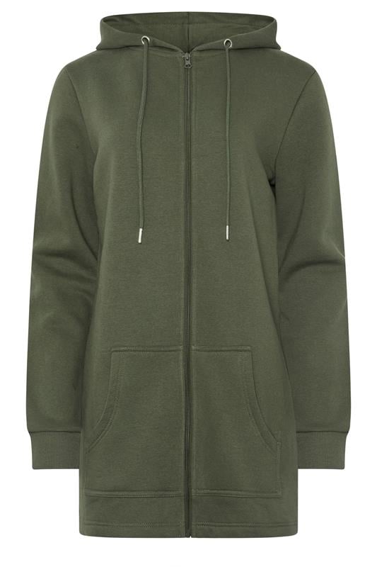 LTS Tall Women's Khaki Green Longline Zip Hoodie | Long Tall Sally 5
