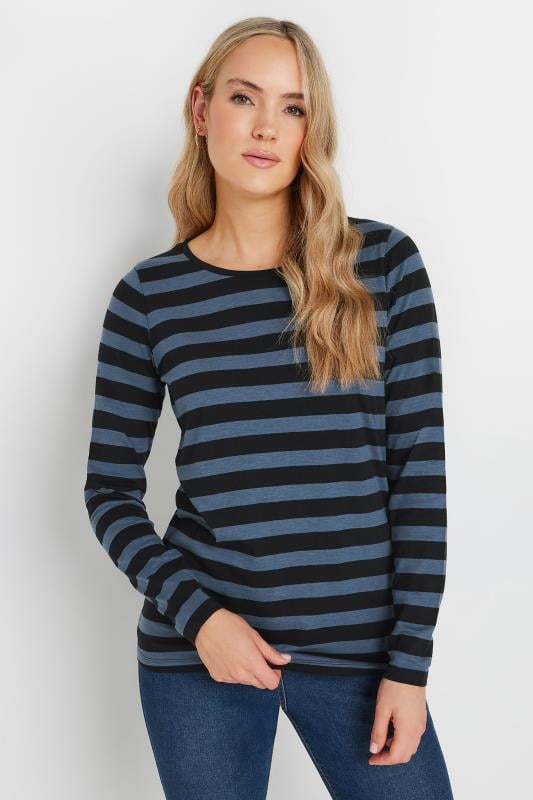 Tall  LTS Tall Black & Blue Long Sleeve T-Shirt Top