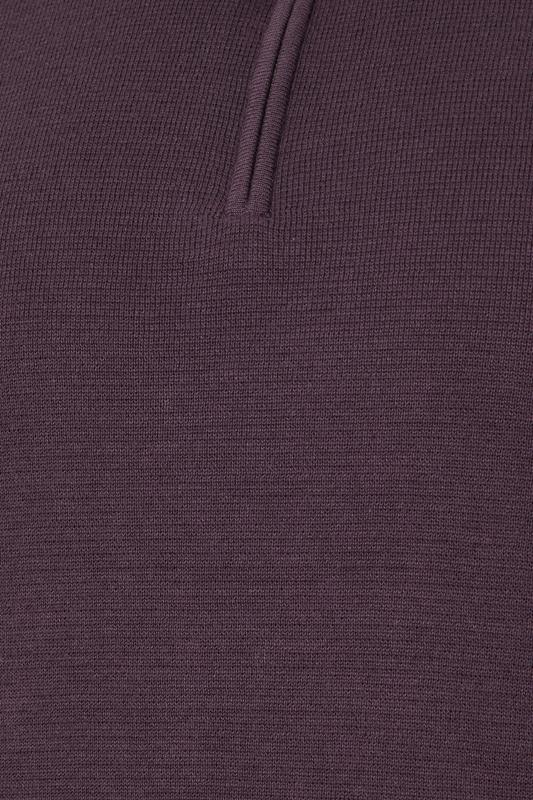 BadRhino Big & Tall Plum Purple Milano Quarter Zip Jumper | BadRhino 5
