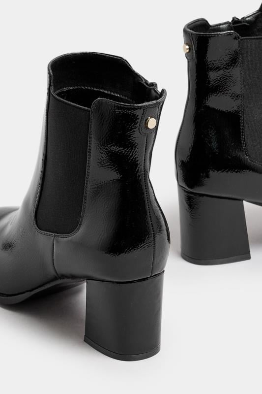 Black Patent Block Heel Chelsea Boots In Extra Wide EEE Fit | Yours Clothing  4