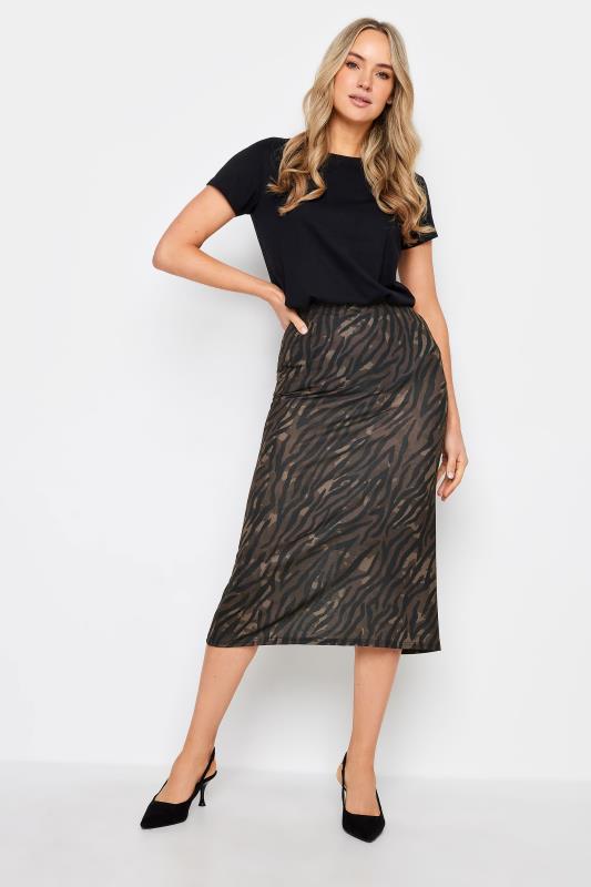 LTS Tall Womens Chocolate Brown Animal Print Midi Skirt | Long Tall Sally 1