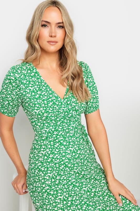 LTS Tall Women's Green Ditsy Floral Print Maxi Wrap Dress | Long Tall Sally 4