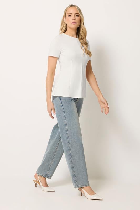 LTS Tall Women's White Seam Front Peplum Top | Long Tall Sally 1
