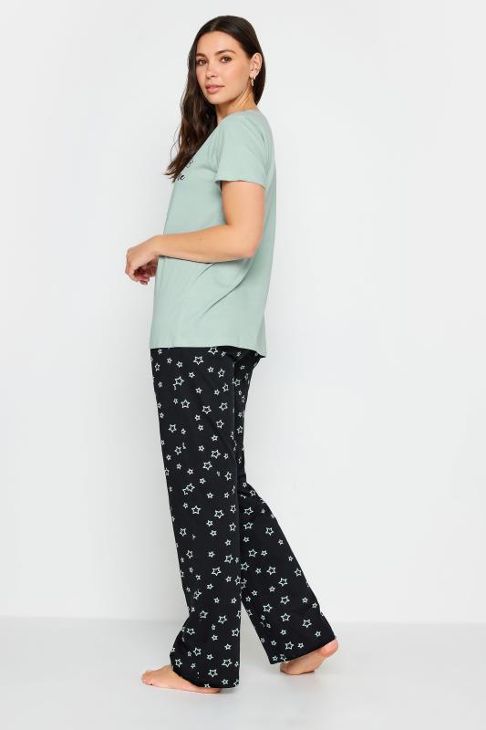 LTS Tall Womens Light Green 'Rise & Shine' Slogan Wide Leg Pyjama Set | Long Tall Sally 4